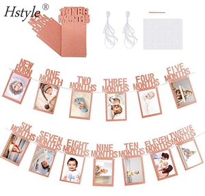 1st cumpleaños foto Banner para recién nacido a 12 meses-hito mensual fotografía Bunting Garland, oro rosa) SD707 - Product Image 3