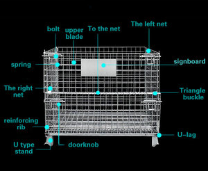 Conteneur de stockage en fil métallique soudé en acier, pliable et empilable, de type cage, carré classique, à prix compétitif, pour entrepôt et stockage de marchandises - Product Image 3