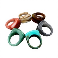 Bagues géométriques en résine de haute qualité, marbrées, tendance, ambre, violet, bleu, rose, orange, unisexe, mignonnes, bijoux de mode, mariage