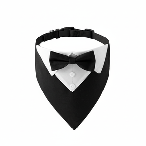 ADOGGYGO Formal Tuxedo, Dog with <b>Bow</b> Tie, Adjustable Pet Wedding Collar Bandana for Small Medium <b>Large</b> Dogs (<b>Large</b>, Black) - Product Image 1