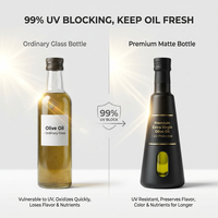 Bouteille d'huile d'olive personnalisée en verre carré 500 ml, design carré de luxe pour l'emballage d'huile premium, céramique mate