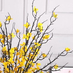 QIHAO Golden Forsythia Artificial <b>Flowers</b> Plastic <b>Silk</b> High Simulation Home Decor Wedding Outdoor Props - Product Image 3