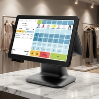 Caisse enregistreuse à double écran 15/15,6 pouces, système de terminal de point de vente tout-en-un Windows/Android pour la vente au détail avec imprimante thermique