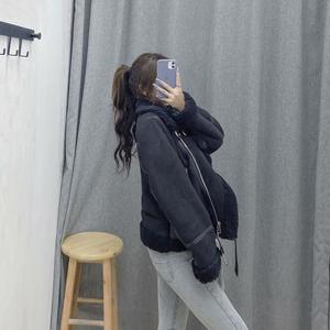 Giacca Invernale da Donna Spessa e Calda in Camoscio d'Agnello Giubbotto Corto da Moto Marrone <span class=keywords><strong>Cappotto</strong></span> in Finta Pelle di <span class=keywords><strong>Montone</strong></span> <span class=keywords><strong>Shearling</strong></span> Capispalla - Product Image 5