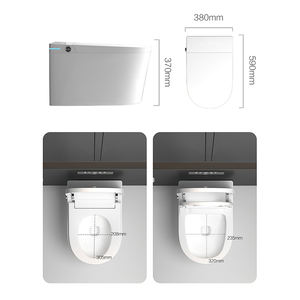 Vente chaude Ensemble de toilettes intelligentes de haute qualité Réservoir encastré Dos au mur Salle de bain <span class=keywords><strong>WC</strong></span> sans réservoir Rond Télé<span class=keywords><strong>commande</strong></span> incluse - Product Image 6