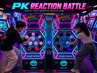 Machine de jeu d'arcade Magic Button pour deux joueurs, bataille de réaction avec éclairage LED pour centre commercial