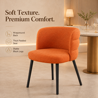 Fauteuil d'appoint en bouclette orange brûlé, chaise moderne pour l'hôtellerie avec dossier incurvé enveloppant pour hôtel et restaurant