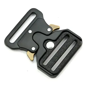 4945 Custom Logo Men's Leather Dress Belt Buckles Single Zinc Alloy Quick Shackle with Bottom Paper Box Black Color