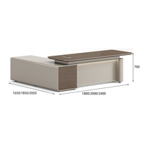 Bureau de direction de luxe en L, durable et anti-rayures, avec rangement, pour le bureau du directeur de bâtiment