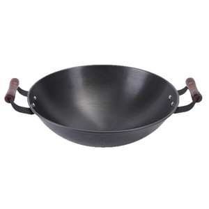 Wok Zhangqiu personnalisé, binaural, de style <span class=keywords><strong>ancien</strong></span>, en acier inoxydable forgé, avec fond multicouche composite, non revêtu, universel, antiadhésif, en bois - Product Image 5