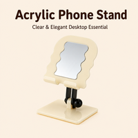 Support de téléphone en acrylique miroir en stock, réglable en hauteur et en angle, pliable, pour maquillage, idéal pour cadeau, vente en gros