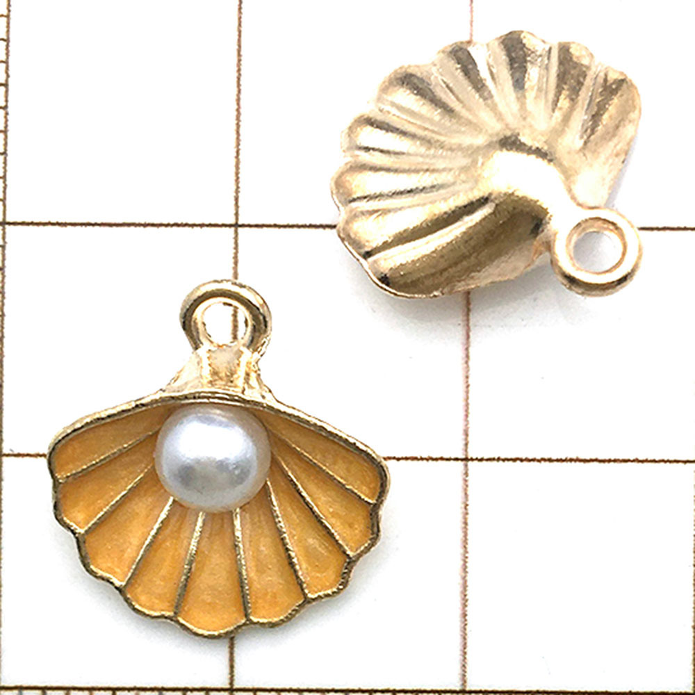 Une coquille de perle jaune dégoulinante d'huile - 0,8g - 14*15mm - 15777