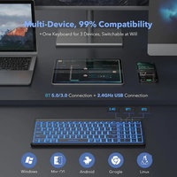 Combo de teclado y ratón inalámbricos con retroiluminación RGB, 100 teclas, conexión de doble modelo, conjunto de teclado y ratón para el hogar y la oficina, diseño en inglés.
