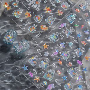 TSZS Summer Golden Fish Starfish Nail Art Sticker INS Colorful Sea Jellyfish Seahorse Self Adshive Nail Decals Nail al por mayor - Product Image 2