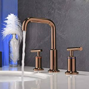 <span class=keywords><strong>Grifo</strong></span> Mezclador de <span class=keywords><strong>Lavabo</strong></span> de Latón Europeo de <span class=keywords><strong>Tres</strong></span> Orificios, Tipo Separado, con Dos Manijas para Agua Fría y Caliente, para Mueble de Baño - Product Image 2