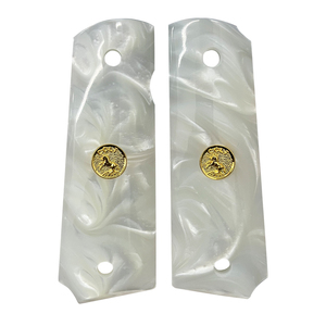 Medallón de Caballo con Incrustaciones de Perla Negra en Polímero Táctico Personalizado para Empuñadura de Colt 1911 1:1 - Product Image 5
