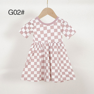 ชุดเดรสเด็กผู้หญิงลายตารางหมากรุก แขนสั้น ผ้าไผ่ สำหรับฤดูร้อน ขายส่ง - Product Image 4