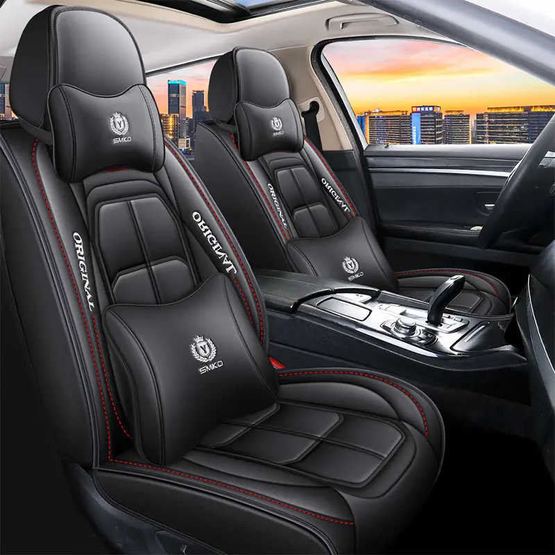 5 Seats Universal Fit Set Pvc Leather Car Seat Covers Sports Cushion Cover Full Set Seat Cover