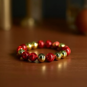 Fashion Beaded <b>Bracelet</b> 316L Stainless Steel PVD Gold Plating Sustainable Resistant <b>Red</b> And Gold Beads - Product Image 3