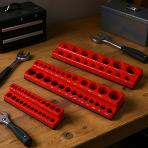 Magnetic <b>Socket</b> <b>Organizer</b> 3 Piece Set Red Plastic Tool Storage for Workshop Use - Product Image 2