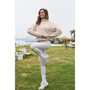 FOXA Womens Crop Half Zip Sweatshirt Fleece Lined Pullover With Pocket Workout <b>Tops</b> Regular Sleeve - Product Image 4