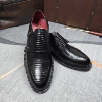 Nouvelles Chaussures Habillées pour Hommes 2026 de Haute Qualité à Double Boucle avec Semelle Épaisse en Cuir Véritable Gaufré Crocodile pour Mariage