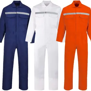 Manufacturer Wholesale White Protective Workwear Cotton High Vis Safety Working Uniform Coverall Workwear