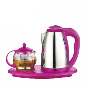 Tea Kettle Hotel Stainless Steel Kettle With Tray 1.2L Glass Pot Electric Teapot Tea Maker Keep Warm Electric Kettle