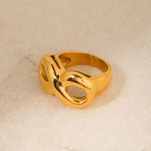 J&amp;D Low Key Luxury Gold Stainless Steel Fashion Jewelry <strong>Rings</strong> Cross <strong>X</strong> Shape Twist Infinity Symbol <strong>Rings</strong> - Product Image 5