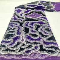 Tissu en dentelle perlée manuelle de luxe AOYI, sequins, maille écologique de haute qualité avec motif géométrique, 100 % polyester