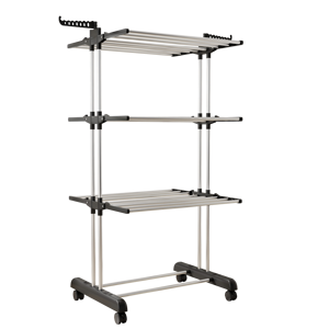 Estante de secado de ropa de Metal para ahorrar espacio, soporte de 4 niveles, estante de lavandería plegable resistente, estante secador de ropa rodante para uso en interiores y exteriores - Product Image 5