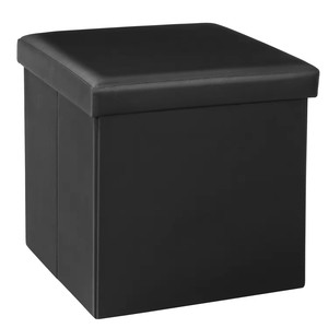 <span class=keywords><strong>Banc</strong></span> de rangement pliable en cuir noir de 38 cm (15 pouces) 2024, <span class=keywords><strong>coffre</strong></span> de rangement, repose-pieds - Product Image 1