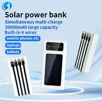 Batterie externe solaire portable personnalisée 10000 mAh avec câble USB intégré, lampe torche LED, chargeur portable