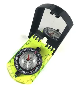 Map Compass and Protractor Green Acrylic Rotating Bezel Sighting Compass with Mirror for Camping Hiking Hunting Outdoor