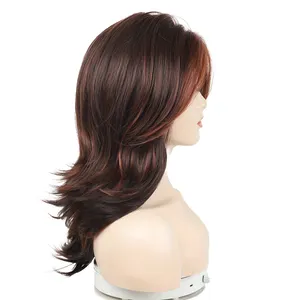 Wholesale women's wigs, black long straight hair, fashionable and high-quality synthetic fiber wigs for daily wear