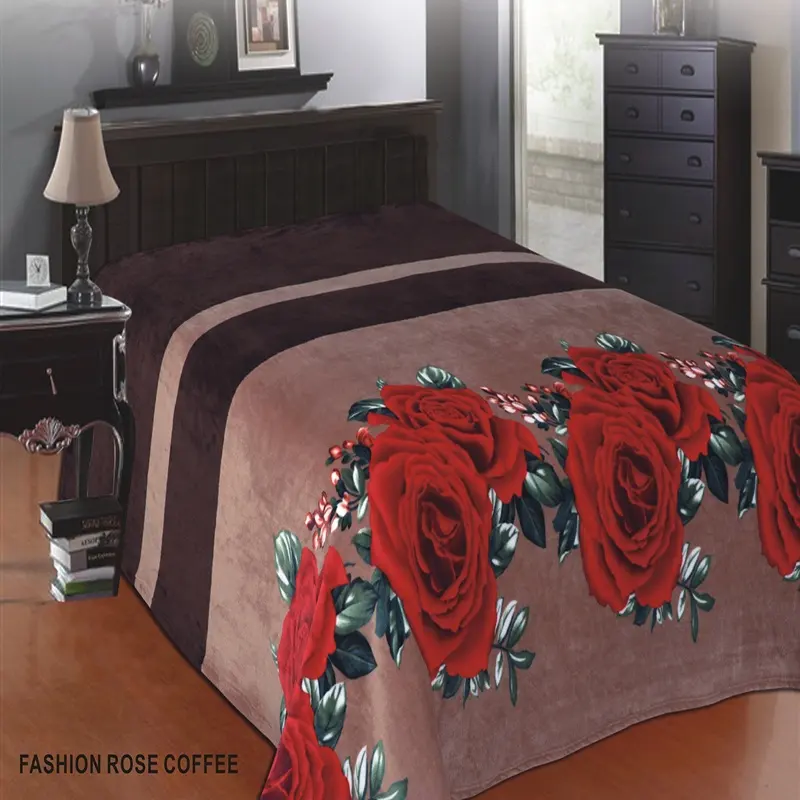Polyester Blankets Wholesale Rose Fur Wedding Blanket King Size Bed Custom Blanket Throw