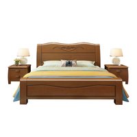 Lit en bois de bonne qualité, design moderne Lit double en bois massif avec grand rangement et boîte
