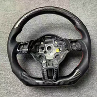 Volant en fibre de carbone forgé avec surpiqûres rouges, accessoires de modification automobile pour Volkswagen VW Golf MK6 GTI R Scirocco R en cuir