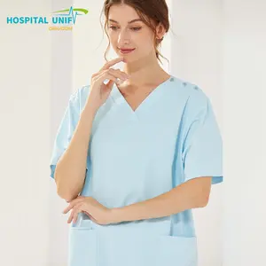 H & U di alta qualità su misura 2024 cura cura tuta monouso cotone medico in poliestere scrub ospedale donne unisex set uniforme