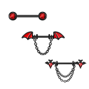 Anneau de téton de chauve-souris noir gothique Halloween, série sombre, <span class=keywords><strong>piercing</strong></span> sexy pour femmes, bijoux, accessoires de club, 1 pièce - Product Image 5