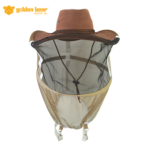 Sombrero de Apicultura Estilo Vaquero Marrón con Velo de Malla para Protección en Apicultura - Product Image 1