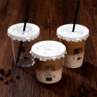 Gobelet en plastique réutilisable personnalisé, taille standard, à paroi simple, 90 mm, pour café, bière, vin, jus, lait, bubble tea, avec couvercle en PP, matériau écologique