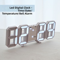 Maßgefertigte Große 3D Digitale LED-Weckuhr Thermometer Kalender Modernes Minimalistisches Design Kunststoff Wandmontierte Wohnzimmeruhr