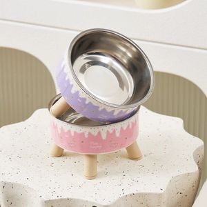 Cross-border New 201 Stainless Steel <strong>Dog</strong> <strong>Bowl</strong> <strong>Dog</strong> Food Pet Feeding <strong>Bowl</strong> Overturn Drinking Water Two-in-one Non-slip Base Tall - Product Image 3