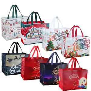 Sac de courses de Noël promotionnel personnalisé en non-tissé, motif dessin animé, recyclé, écologique, laminé, réutilisable, durable, avec bandoulière - Product Image 1