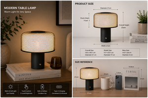 Lampe LED sans fil rechargeable moderne, luminosité réglable, lumière portable pour la décoration de la chambre à coucher et du patio - Product Image 3