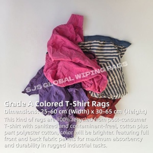 Trapos de Camiseta Reciclados de Colores, 100% Algodón, 10KG 25KG, Trapos Italianos de Colores Mezclados, Trapos de Algodón para Limpieza - Product Image 2
