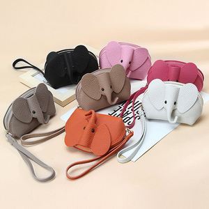 Porte-clés mini sac en cuir de vachette personnalisé, motif animal mignon, écologique, en cuir véritable, porte-monnaie éléphant léger - Product Image 4