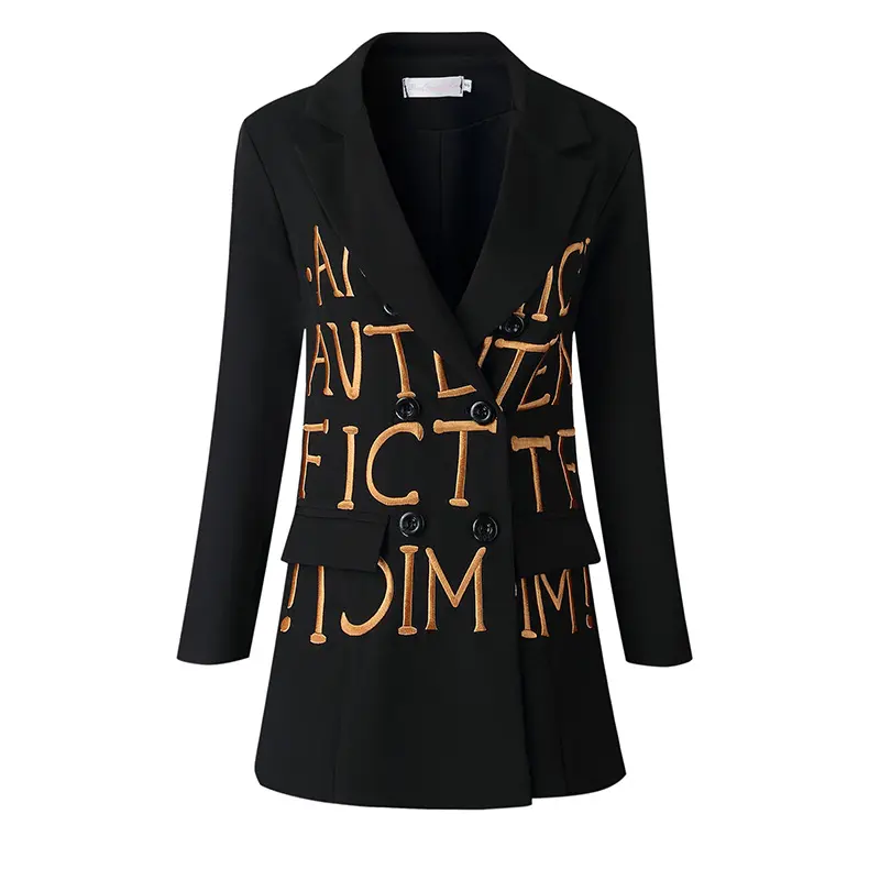 Fashionable Coats For Women Black Embroidery Letters Blazer In Women'S Suits Hot Sale Ladies Suits