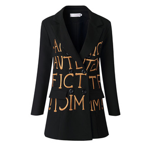 Mantel modis untuk wanita <span class=keywords><strong>Blazer</strong></span> huruf bordir hitam pakaian wanita penjualan laris setelan wanita - Product Image 1